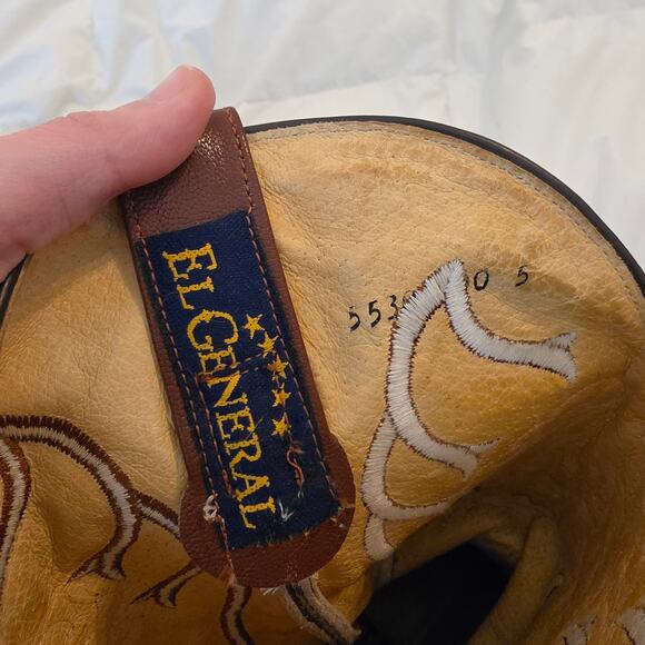 El General Brown Croc/Ostrich Print Leather Cowboy Boots Mens 11 Mex 30 Western main image 6